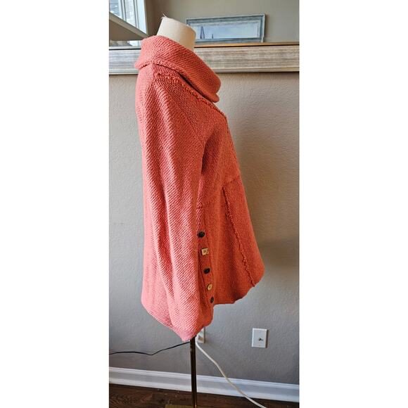 Soft Surroundings Cowl Neck Breakwater Pullover Knit Sweater Women Size M Peach - Picture 3 of 5